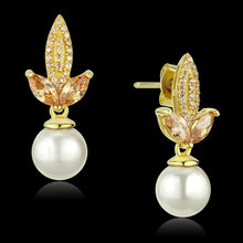 Load image into Gallery viewer, TS298 - Gold 925 Sterling Silver Earrings with Synthetic Pearl in White
