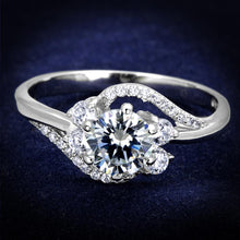 Load image into Gallery viewer, TS305 - Rhodium 925 Sterling Silver Ring with AAA Grade CZ  in Clear