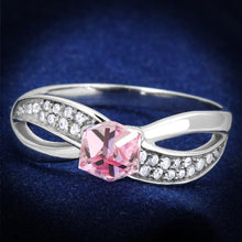 Load image into Gallery viewer, TS313 - Rhodium 925 Sterling Silver Ring with Top Grade Crystal  in Light Rose