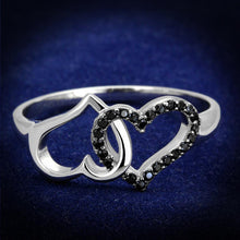 Load image into Gallery viewer, TS316 - Rhodium + Ruthenium 925 Sterling Silver Ring with AAA Grade CZ  in Black Diamond