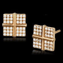 Load image into Gallery viewer, TS322 - Rose Gold 925 Sterling Silver Earrings with AAA Grade CZ  in Clear