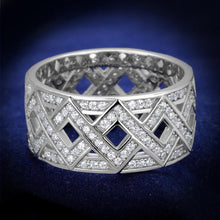 Load image into Gallery viewer, TS372 - Rhodium 925 Sterling Silver Ring with AAA Grade CZ  in Clear