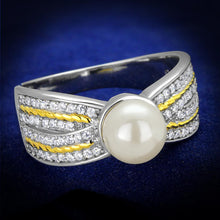 Load image into Gallery viewer, TS377 - Reverse Two-Tone 925 Sterling Silver Ring with Synthetic Pearl in White