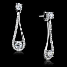 Load image into Gallery viewer, TS390 - Rhodium 925 Sterling Silver Earrings with AAA Grade CZ  in Clear
