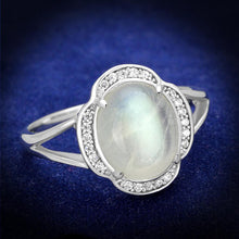 Load image into Gallery viewer, TS393 - Rhodium 925 Sterling Silver Ring with Semi-Precious Moon Stone in Clear