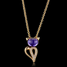 Load image into Gallery viewer, TS408 - Rose Gold 925 Sterling Silver Chain Pendant with AAA Grade CZ  in Amethyst