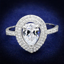 Load image into Gallery viewer, TS414 - Rhodium 925 Sterling Silver Ring with AAA Grade CZ  in Clear