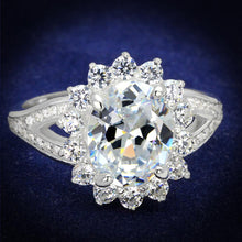 Load image into Gallery viewer, TS415 - Rhodium 925 Sterling Silver Ring with AAA Grade CZ  in Clear