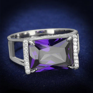 TS417 - Rhodium 925 Sterling Silver Ring with AAA Grade CZ  in Amethyst