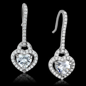 TS439 - Rhodium 925 Sterling Silver Earrings with AAA Grade CZ  in Clear