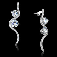 Load image into Gallery viewer, TS441 - Rhodium 925 Sterling Silver Earrings with AAA Grade CZ  in Clear