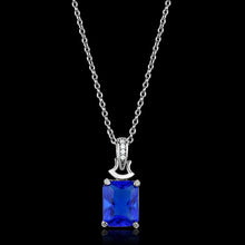 Load image into Gallery viewer, TS449 - Rhodium 925 Sterling Silver Chain Pendant with Synthetic Synthetic Glass in Montana
