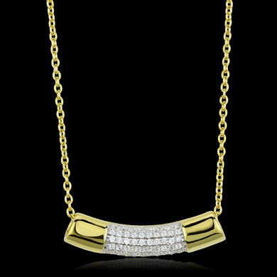TS452 - Gold+Rhodium 925 Sterling Silver Chain Pendant with AAA Grade CZ  in Clear