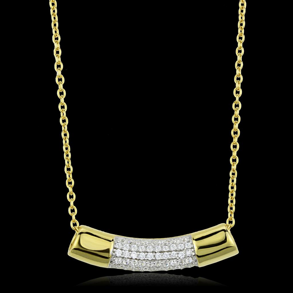 TS452 - Gold+Rhodium 925 Sterling Silver Chain Pendant with AAA Grade CZ  in Clear