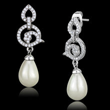 Load image into Gallery viewer, TS480 - Rhodium 925 Sterling Silver Earrings with Synthetic Pearl in Citrine Yellow