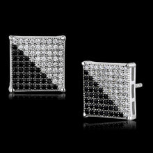 Load image into Gallery viewer, TS482 - Rhodium + Ruthenium 925 Sterling Silver Earrings with AAA Grade CZ  in Black Diamond