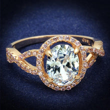 Load image into Gallery viewer, TS489 - Rose Gold 925 Sterling Silver Ring with AAA Grade CZ  in Clear