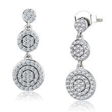 Load image into Gallery viewer, TS494 - Rhodium 925 Sterling Silver Earrings with AAA Grade CZ  in Clear