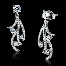 Load image into Gallery viewer, TS495 - Rhodium 925 Sterling Silver Earrings with AAA Grade CZ  in Clear