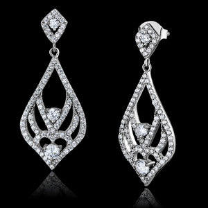 TS497 - Rhodium 925 Sterling Silver Earrings with AAA Grade CZ  in Clear