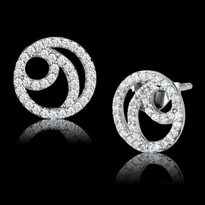 TS511 - Rhodium 925 Sterling Silver Earrings with AAA Grade CZ  in Clear