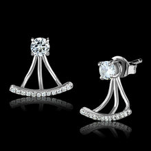 Load image into Gallery viewer, TS512 - Rhodium 925 Sterling Silver Earrings with AAA Grade CZ  in Clear