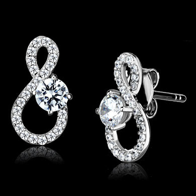 TS529 - Rhodium 925 Sterling Silver Earrings with AAA Grade CZ  in Clear