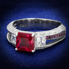 Load image into Gallery viewer, TS545 - Rhodium + Ruthenium 925 Sterling Silver Ring with AAA Grade CZ  in Ruby
