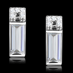 TS550 - Rhodium 925 Sterling Silver Earrings with AAA Grade CZ  in Clear