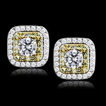 Load image into Gallery viewer, TS551 - Reverse Two-Tone 925 Sterling Silver Earrings with AAA Grade CZ  in Clear