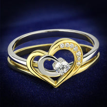 Load image into Gallery viewer, TS565 - Gold+Rhodium 925 Sterling Silver Ring with AAA Grade CZ  in Clear