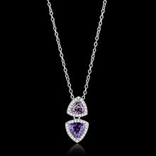 Load image into Gallery viewer, TS607 - Rhodium 925 Sterling Silver Chain Pendant with AAA Grade CZ  in Amethyst