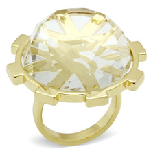 Load image into Gallery viewer, VL006 - Gold Brass Ring with Synthetic Synthetic Glass in Clear