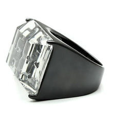 Load image into Gallery viewer, VL008 - TIN Cobalt Black Brass Ring with Synthetic Synthetic Stone in Clear