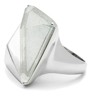 VL009 - Rhodium Brass Ring with Synthetic Synthetic Stone in Aurora Borealis (Rainbow Effect)
