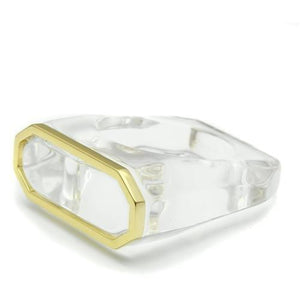 VL016 - Gold Brass Ring with Synthetic Synthetic Stone in Clear
