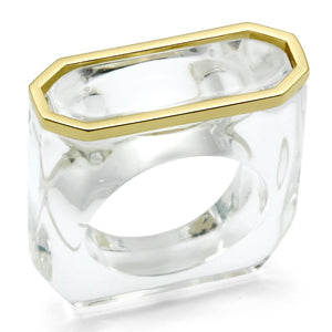 VL016 - Gold Brass Ring with Synthetic Synthetic Stone in Clear