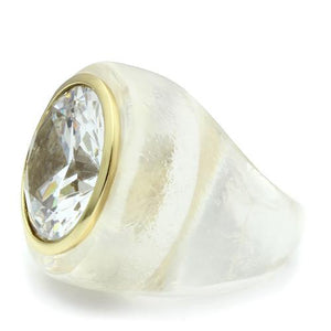 VL018 - Gold Brass Ring with AAA Grade CZ  in Clear