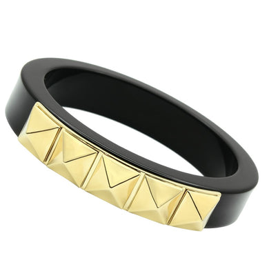 VL030 - IP Gold(Ion Plating) Brass Bangle with Synthetic Synthetic Stone in Jet