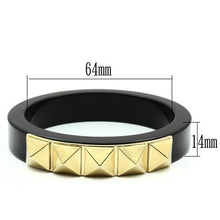 Load image into Gallery viewer, VL030 - IP Gold(Ion Plating) Brass Bangle with Synthetic Synthetic Stone in Jet