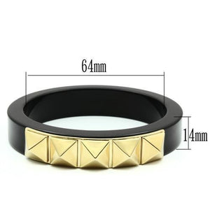 VL030 - IP Gold(Ion Plating) Brass Bangle with Synthetic Synthetic Stone in Jet