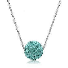 Load image into Gallery viewer, VL059 - Rhodium Brass Chain Pendant with Top Grade Crystal  in Sea Blue