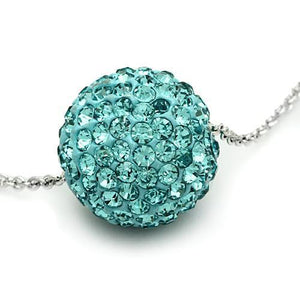 VL059 - Rhodium Brass Chain Pendant with Top Grade Crystal  in Sea Blue