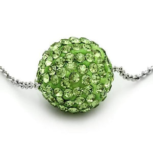 VL060 - Rhodium Brass Chain Pendant with Top Grade Crystal  in Emerald