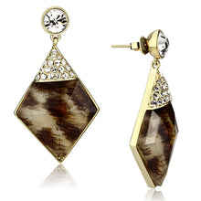 Load image into Gallery viewer, VL063 - IP Gold(Ion Plating) Brass Earrings with Synthetic Synthetic Stone in Animal pattern
