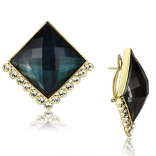 Load image into Gallery viewer, VL064 - IP Gold(Ion Plating) Brass Earrings with Synthetic Synthetic Stone in Tanzanite