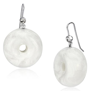 VL068 - IP rhodium (PVD) Brass Earrings with Synthetic Synthetic Stone in White