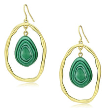 Load image into Gallery viewer, VL072 - IP Gold(Ion Plating) Brass Earrings with Synthetic MALACHITE in Turquoise