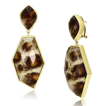 Load image into Gallery viewer, VL074 - IP Gold(Ion Plating) Brass Earrings with Synthetic Synthetic Stone in Animal pattern