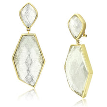 Load image into Gallery viewer, VL075 - IP Gold(Ion Plating) Brass Earrings with Synthetic Synthetic Stone in White
